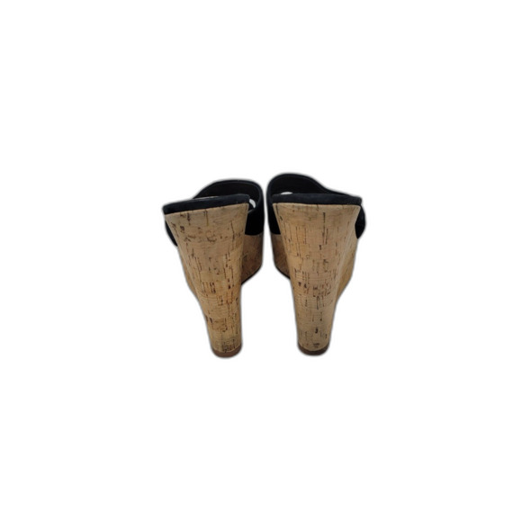 Veronica Beard Dali Black Cork Wedge Heels - Picture 2 of 7